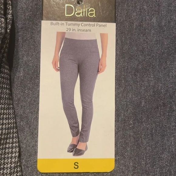 Dalia Ladies' Ponte Pant Small Checkered Plaid Charcoal Gray Blue Black - Picture 4 of 8